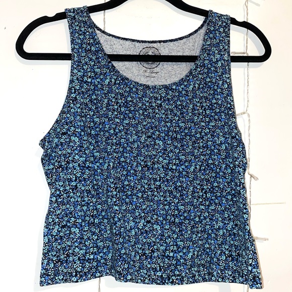 Blue Floral Crop Tank - Picture 1 of 1